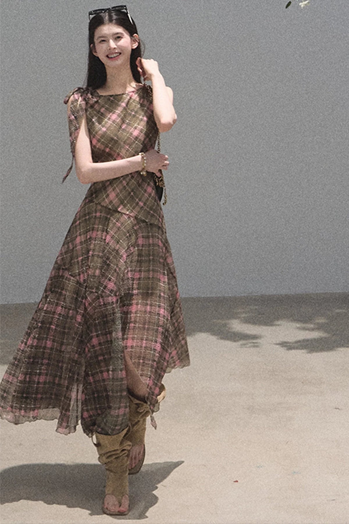 Color-Block Irregular Off-Shoulder Dress
