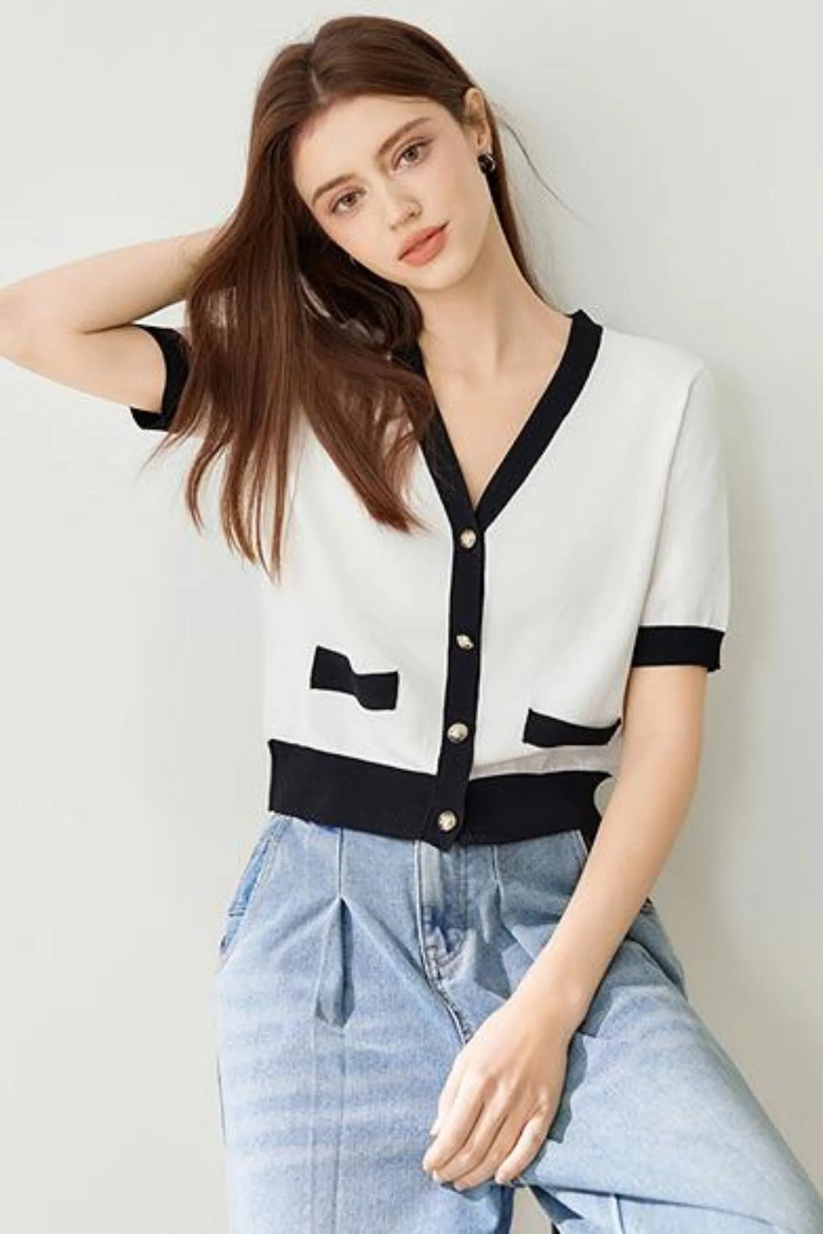 Color Block Knit Cardigan