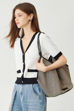 Color Block Knit Cardigan
