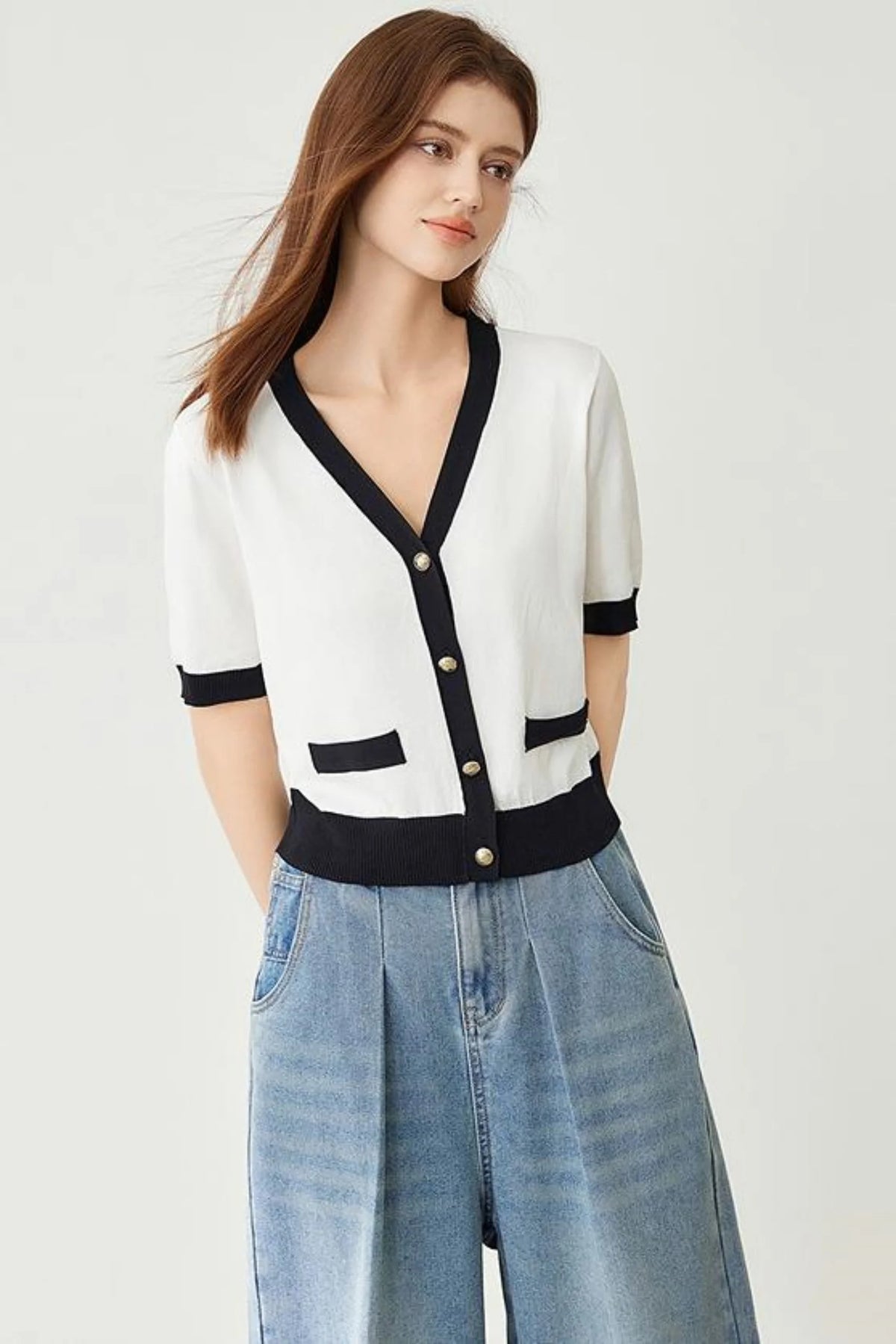 Color Block Knit Cardigan