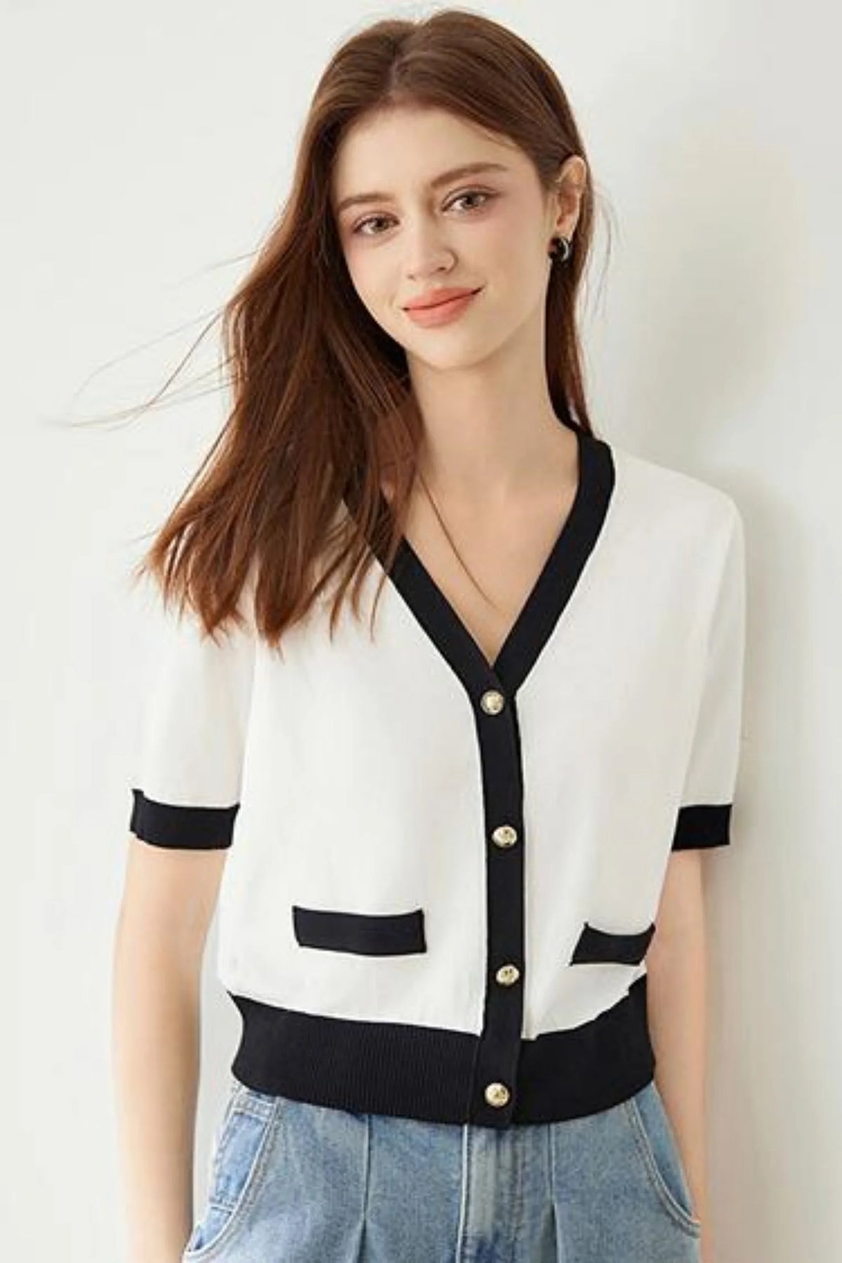 Color Block Knit Cardigan