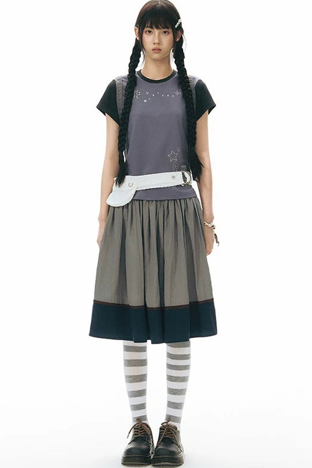 Color-Block Knit Snail Patch Top
