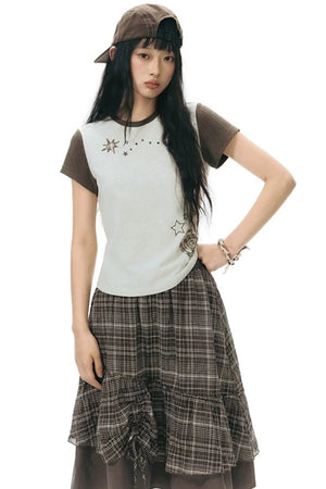 Color-Block Knit Snail Patch Top
