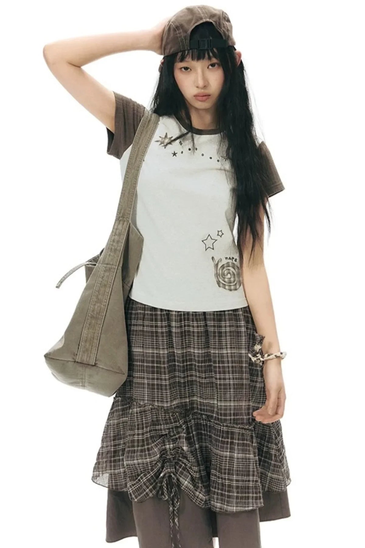 Color-Block Knit Snail Patch Top