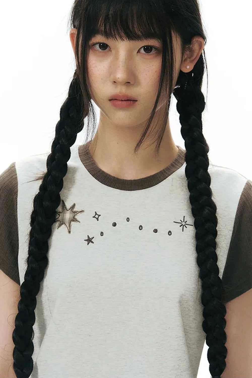 Color-Block Knit Snail Patch Top