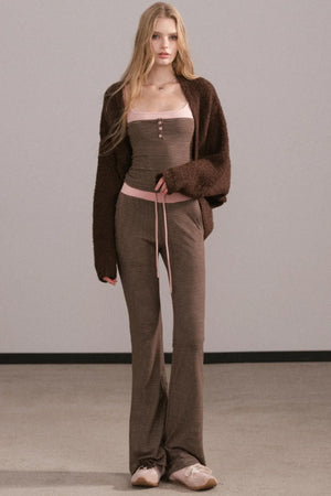 Color-Block Knitted Cardigan Set-Up