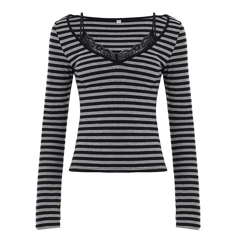 Color-Block Lace Knit Top