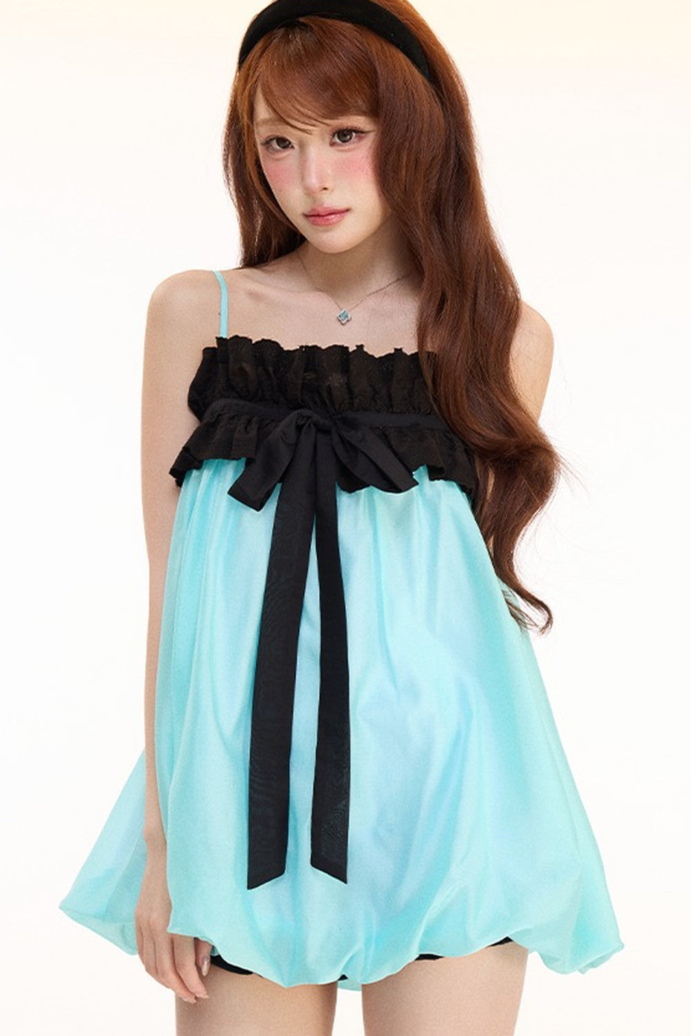 Color-Block Lace Tencel Camisole Set-Up