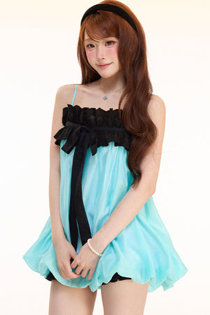 Color-Block Lace Tencel Camisole Set-Up