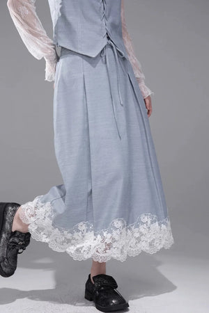 Color-Block Lace Vest Set