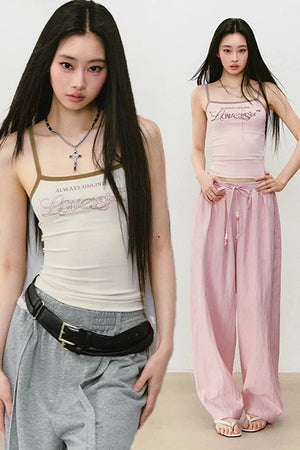 Color-Block Letter Print Camisole Top