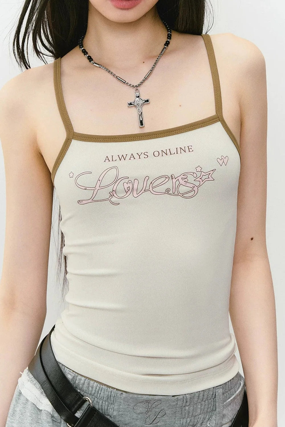 Color-Block Letter Print Camisole Top