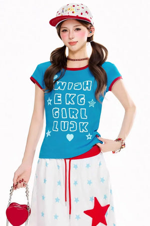Color-Block Letter Print Top