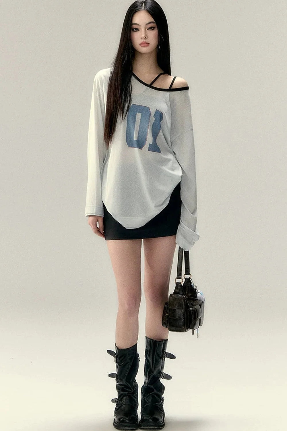 Color Block Letter Print Top Set-Up