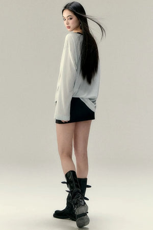 Color Block Letter Print Top Set-Up