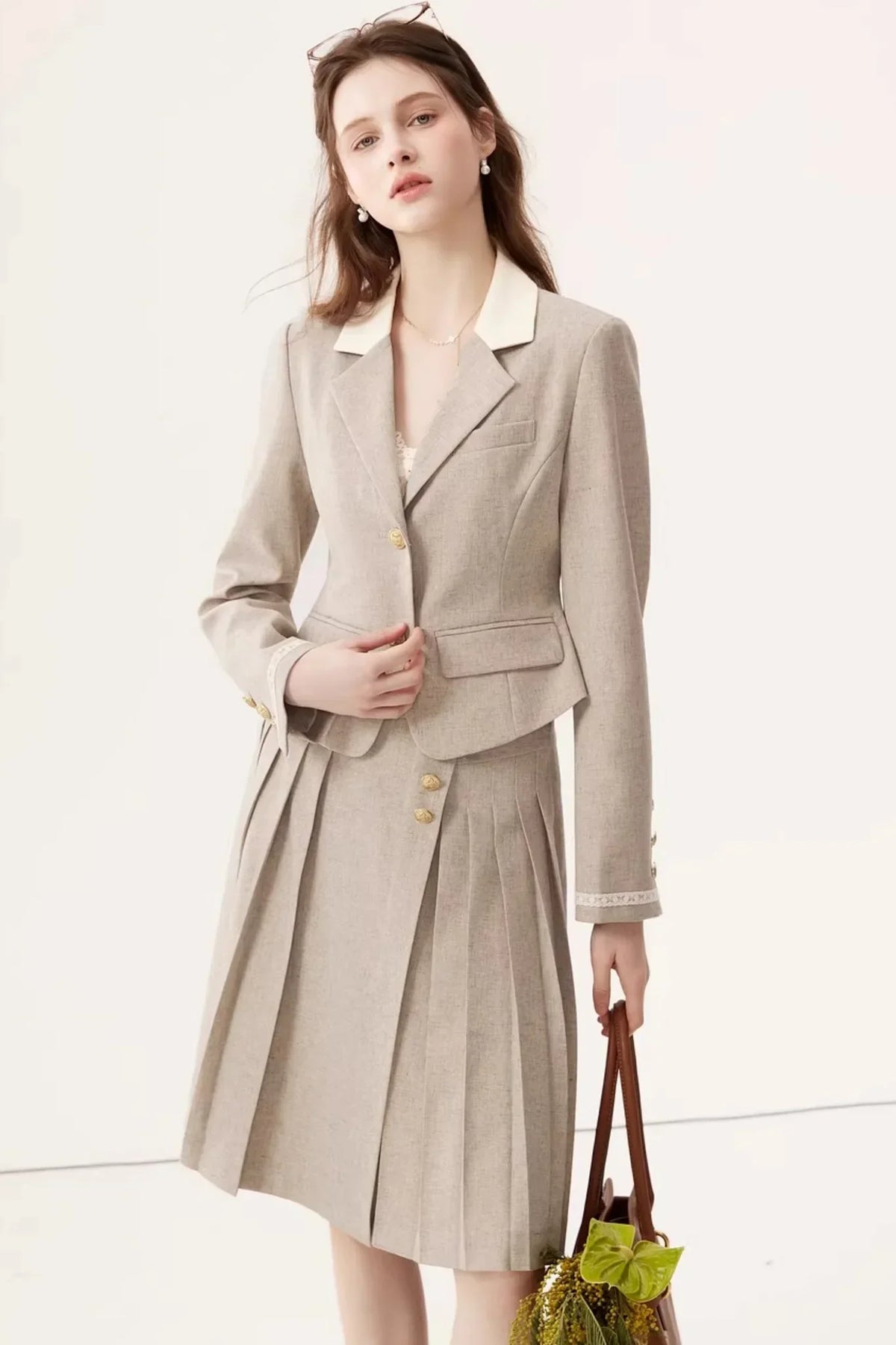 Color-Block Linen Skirt Set-Up