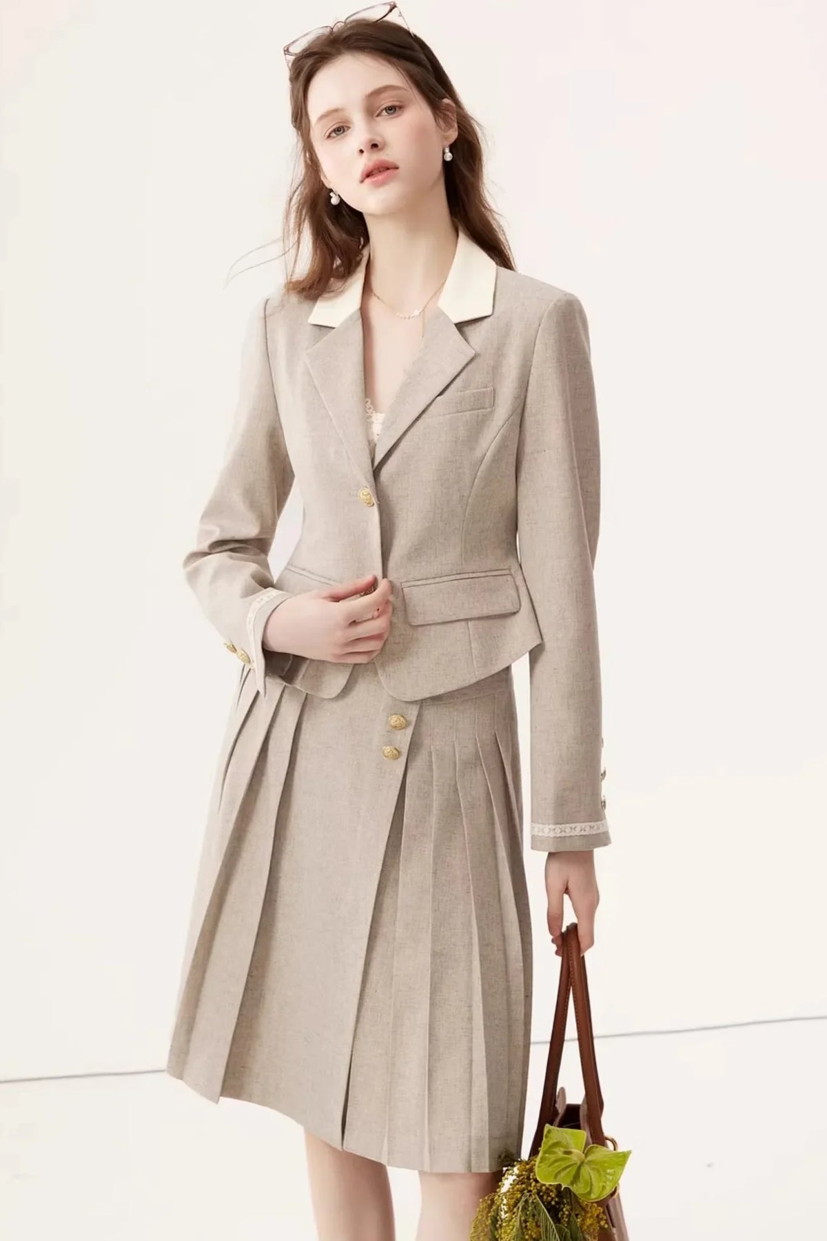Color-Block Linen Skirt Set-Up