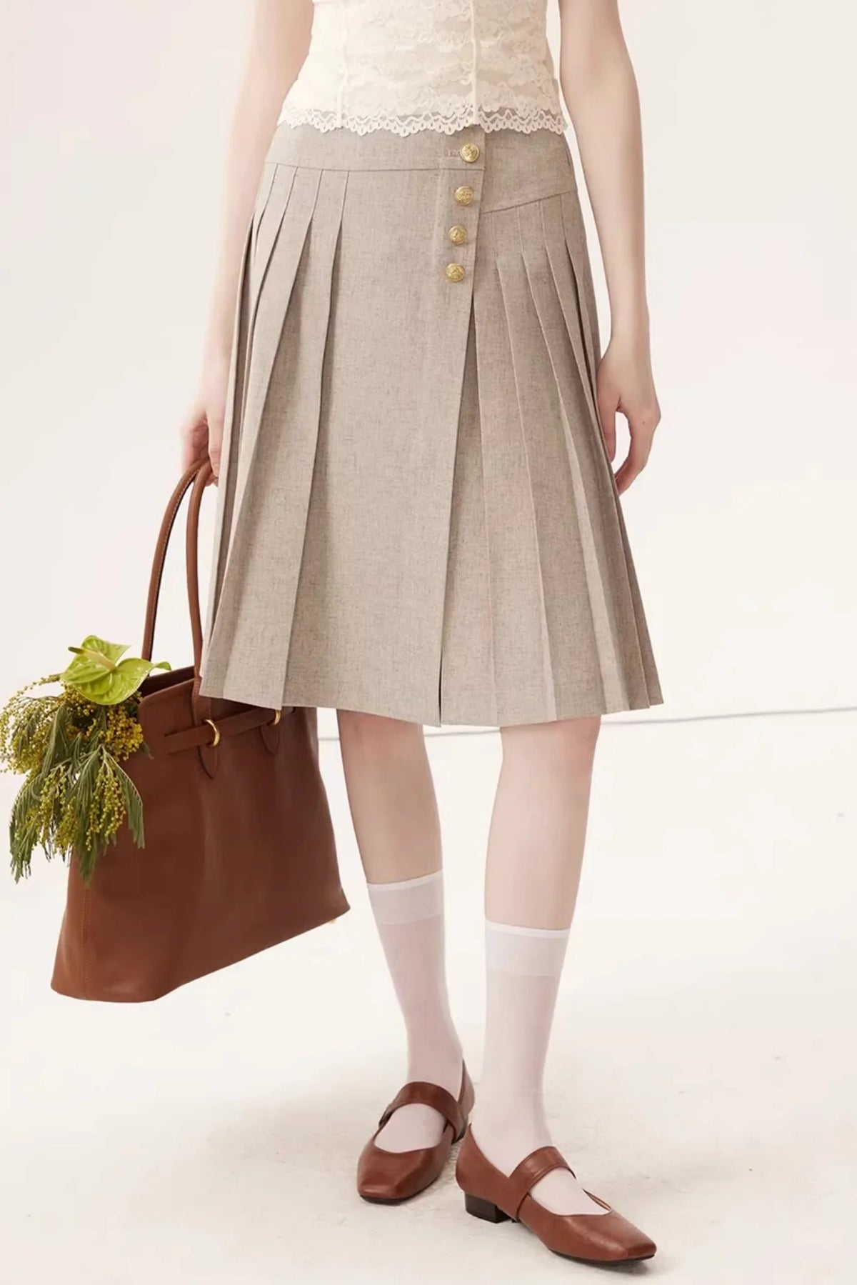 Color-Block Linen Skirt Set-Up