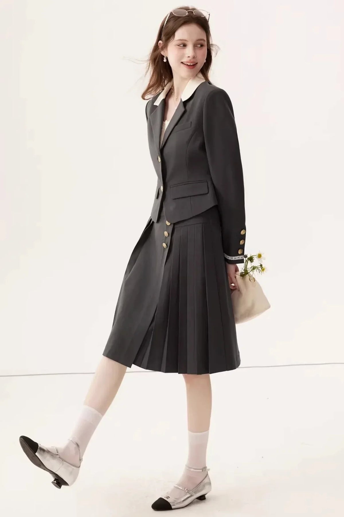 Color-Block Linen Skirt Set-Up