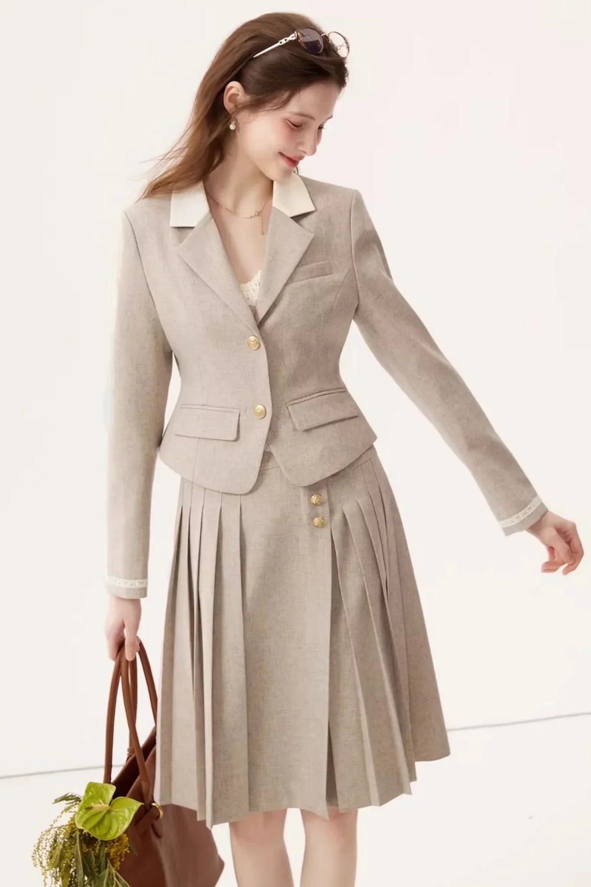 Color-Block Linen Skirt Set-Up