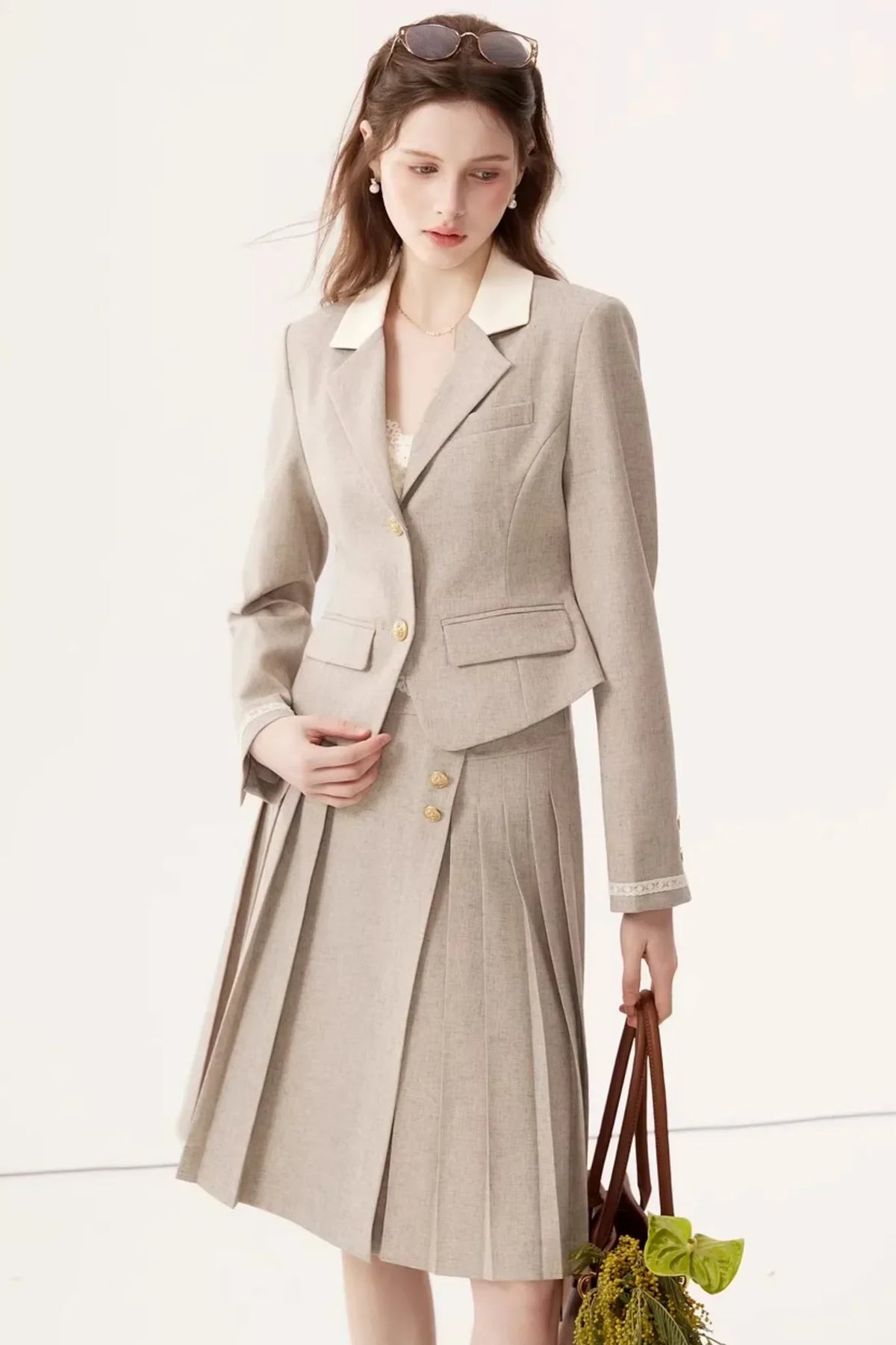 Color-Block Linen Skirt Set-Up