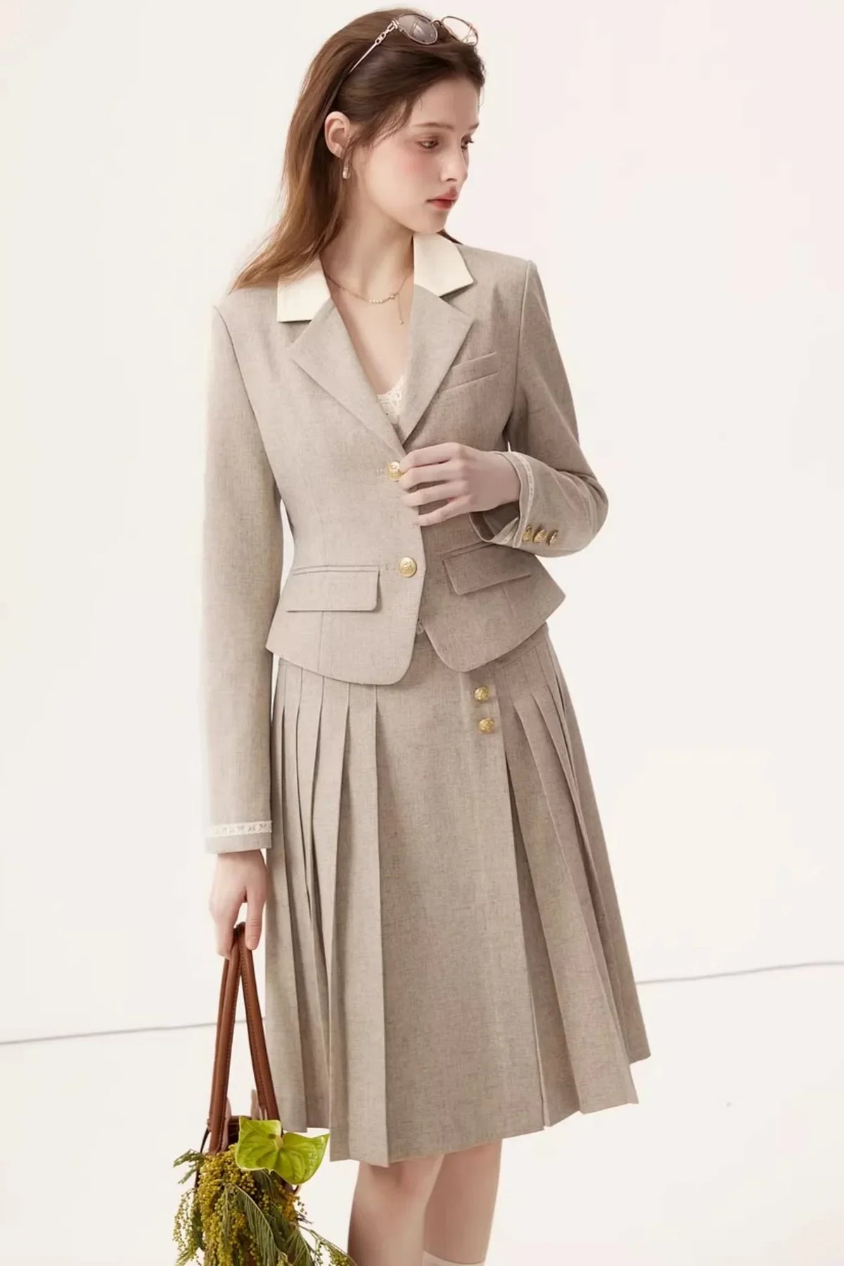 Color-Block Linen Skirt Set-Up