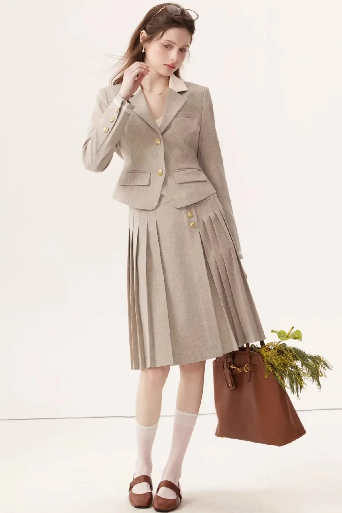 Color-Block Linen Skirt Set-Up