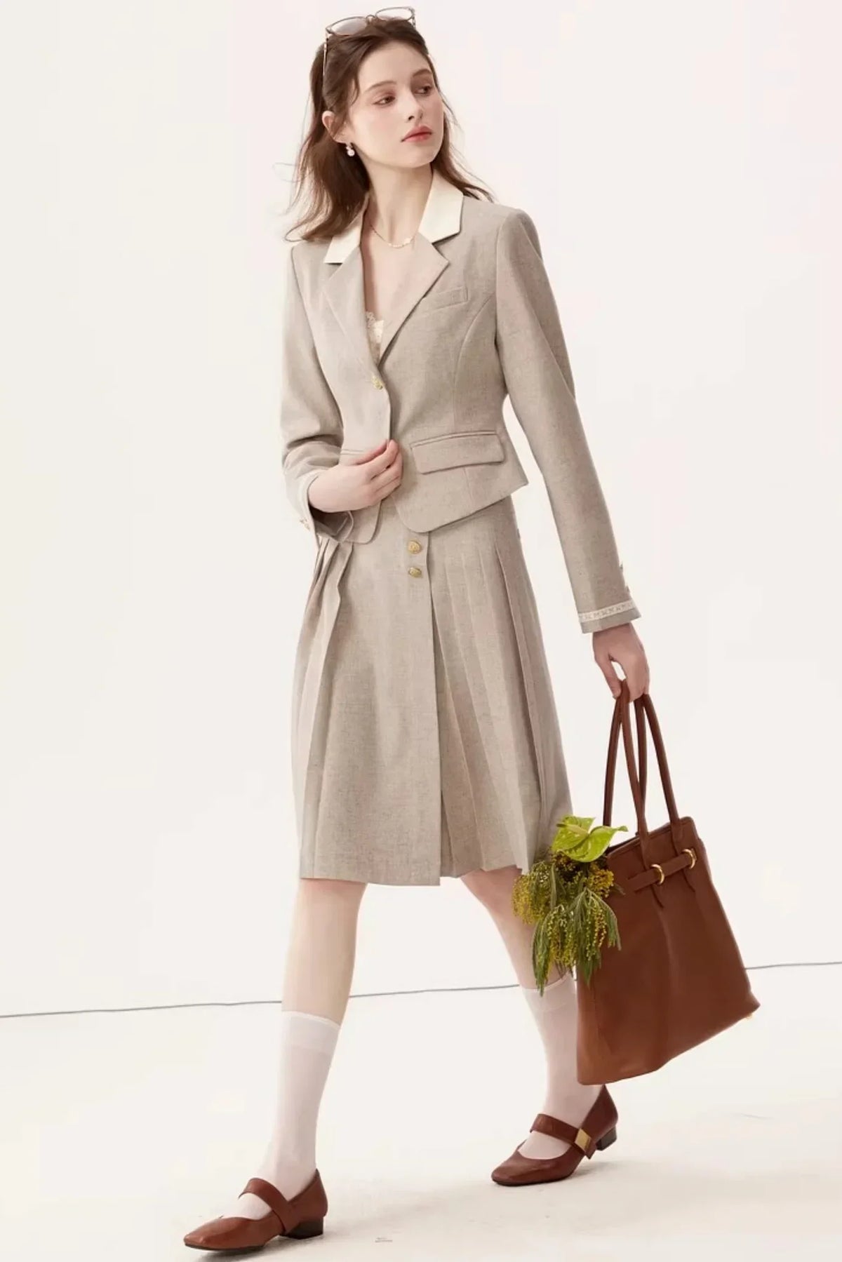 Color-Block Linen Skirt Set-Up