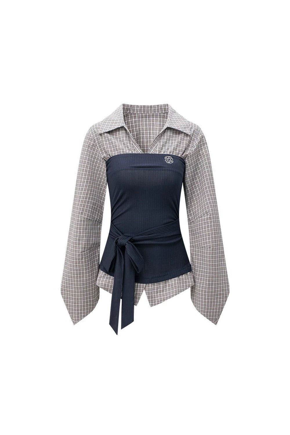 Color-Block Patchwork Blouse and Pants Set-Up