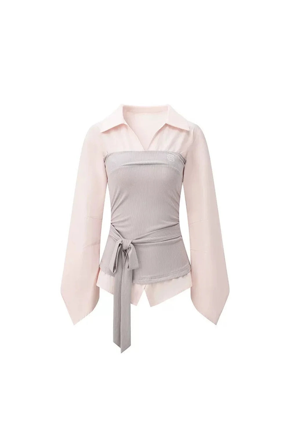 Color-Block Patchwork Blouse and Pants Set-Up