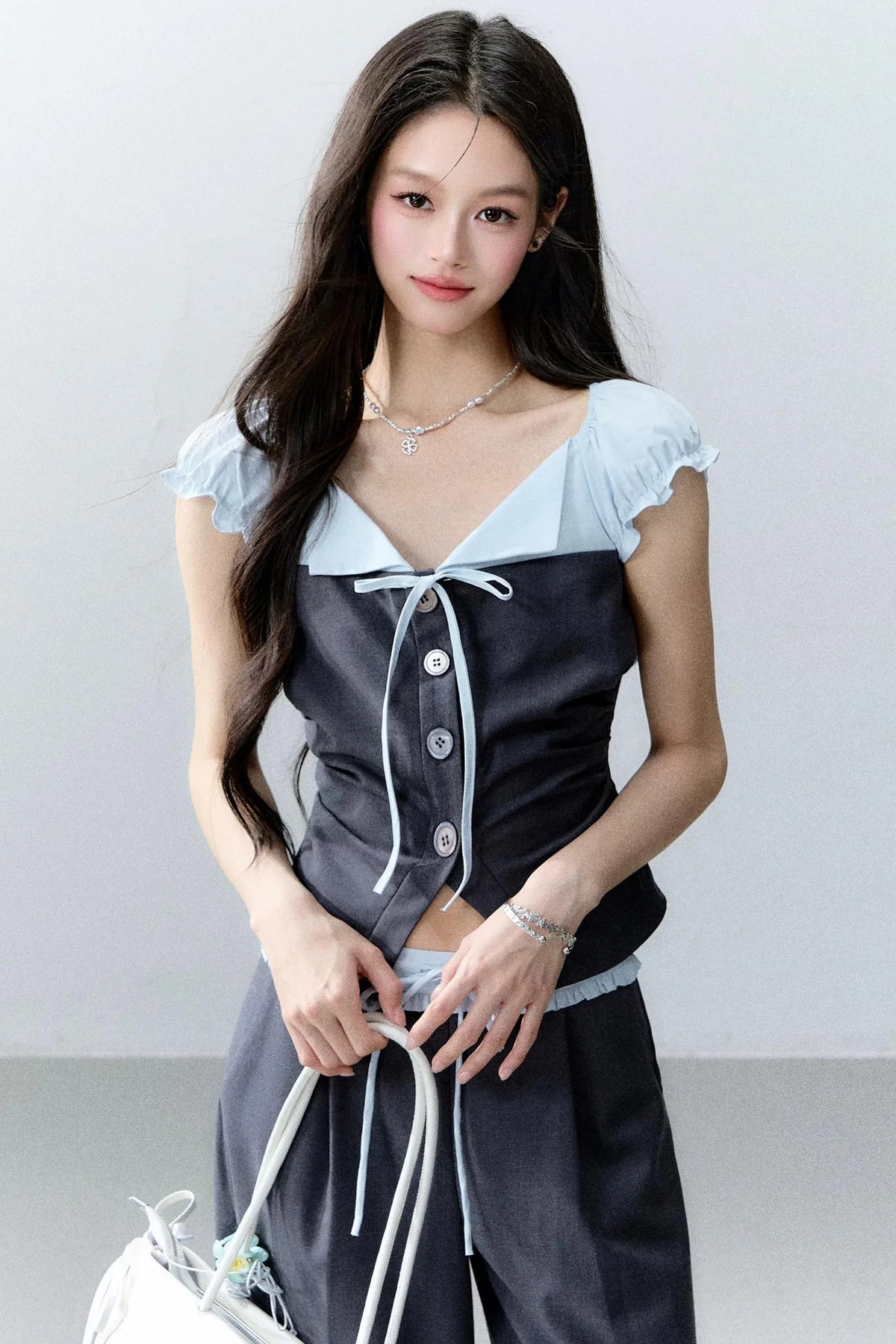 Color-Block Patchwork Top and Pants Set-Up
