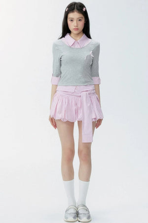 Color-Block Polo Shirt Set-Up