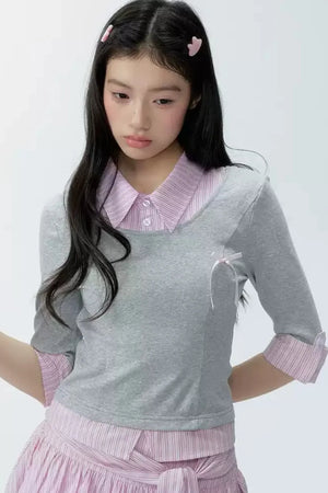 Color-Block Polo Shirt Set-Up