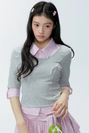 Color-Block Polo Shirt Set-Up