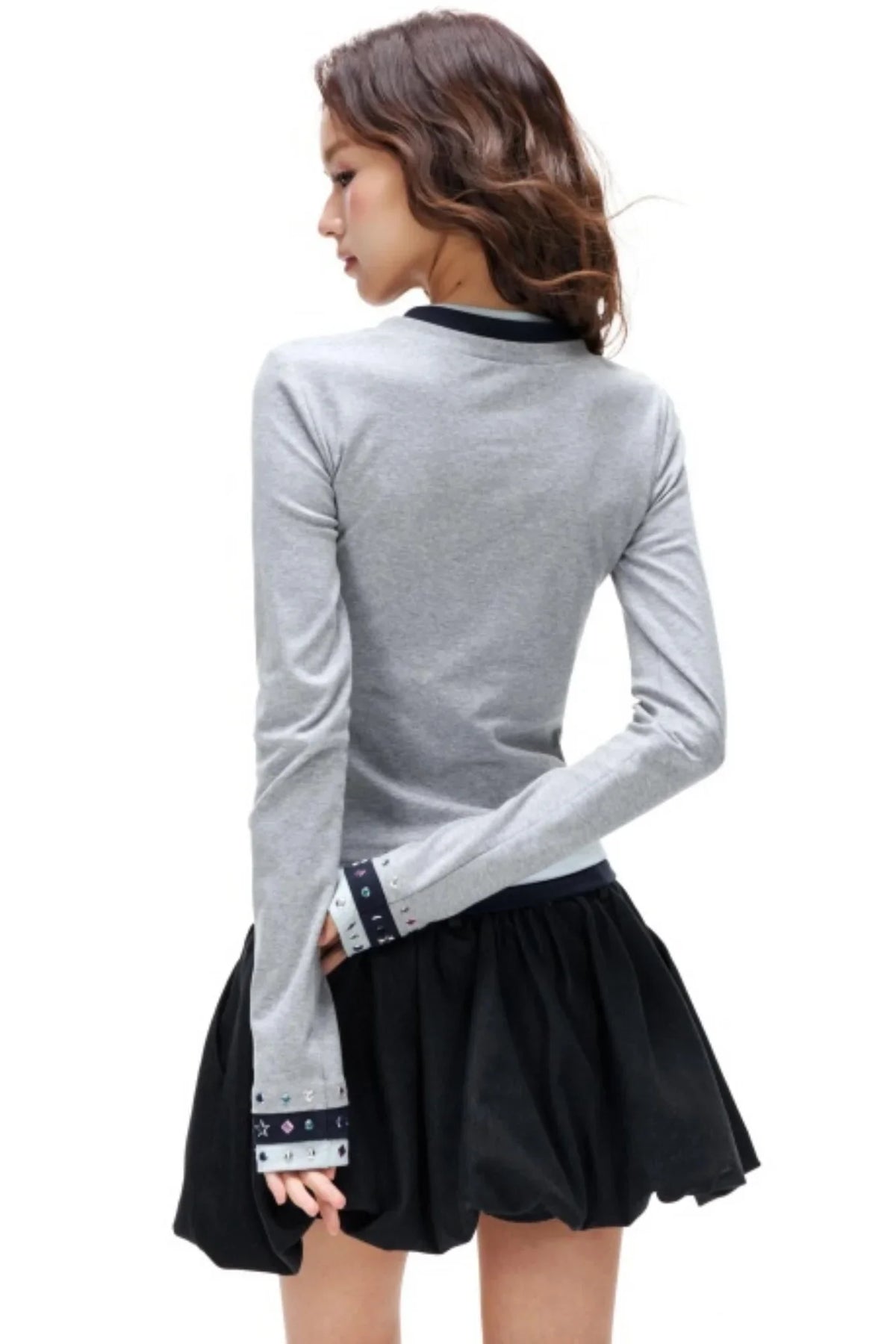 Color-Block Rhinestone Slimming Top