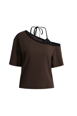 Color-Block Striped Off-Shoulder Top