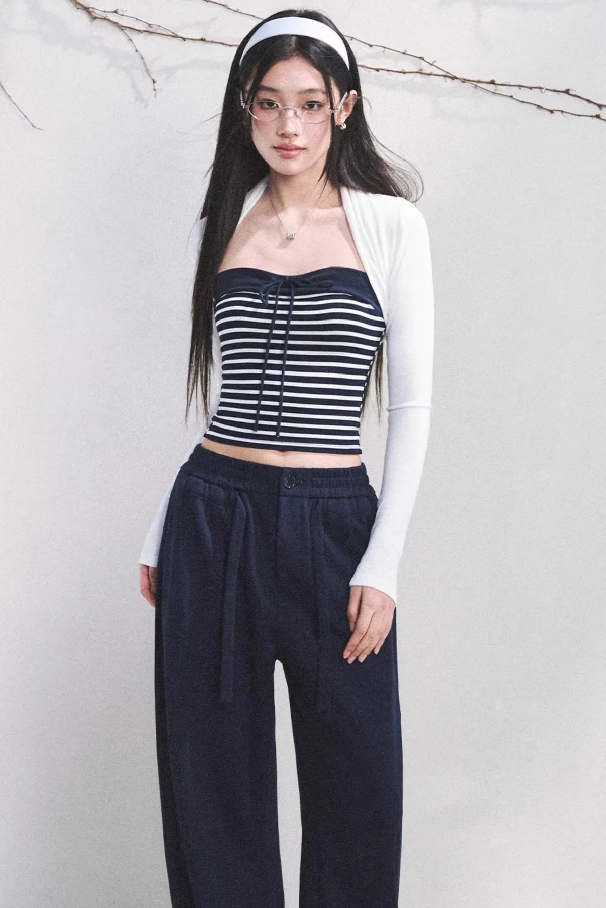Color-Block Striped Tube Top Set-Up