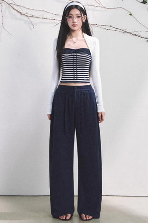 Color-Block Striped Tube Top Set-Up