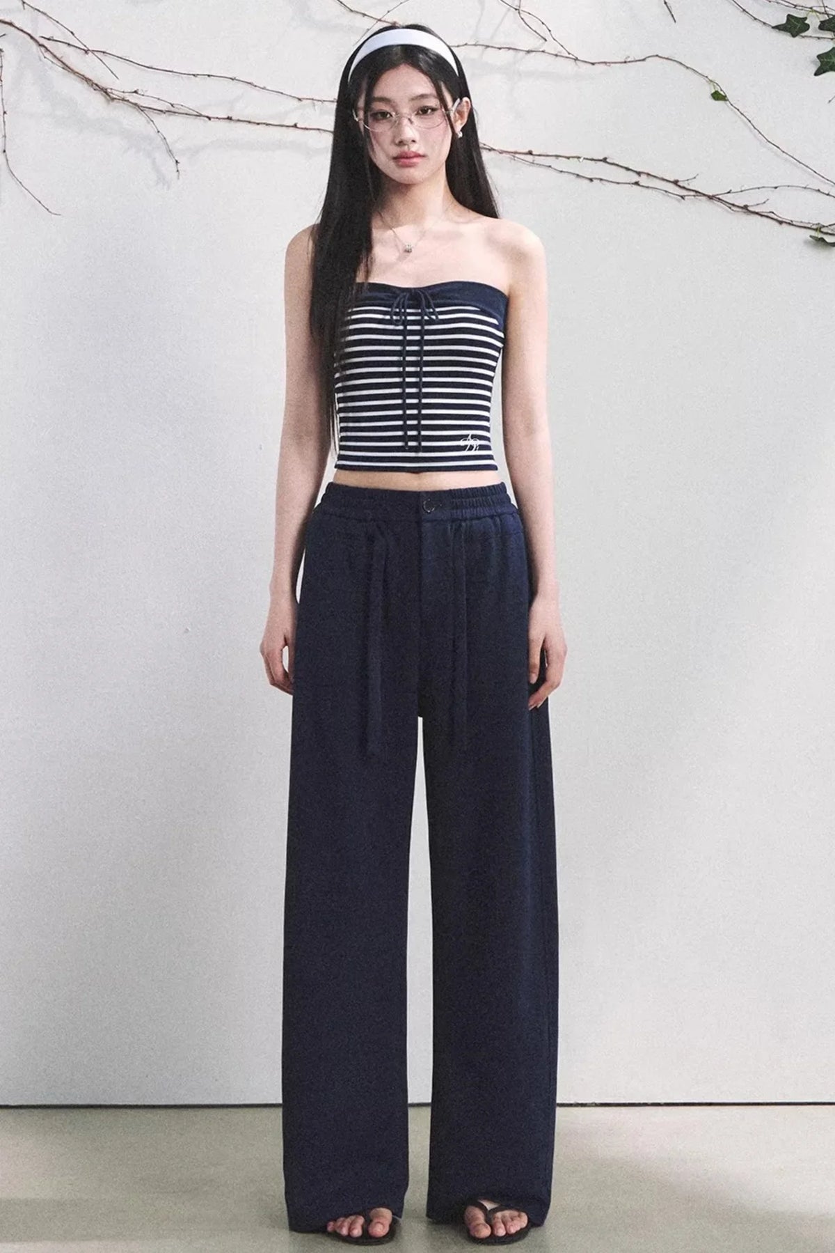Color-Block Striped Tube Top Set-Up