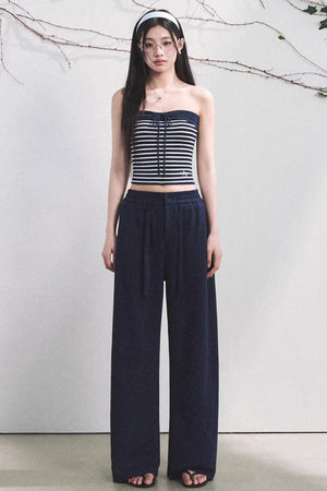 Color-Block Striped Tube Top Set-Up