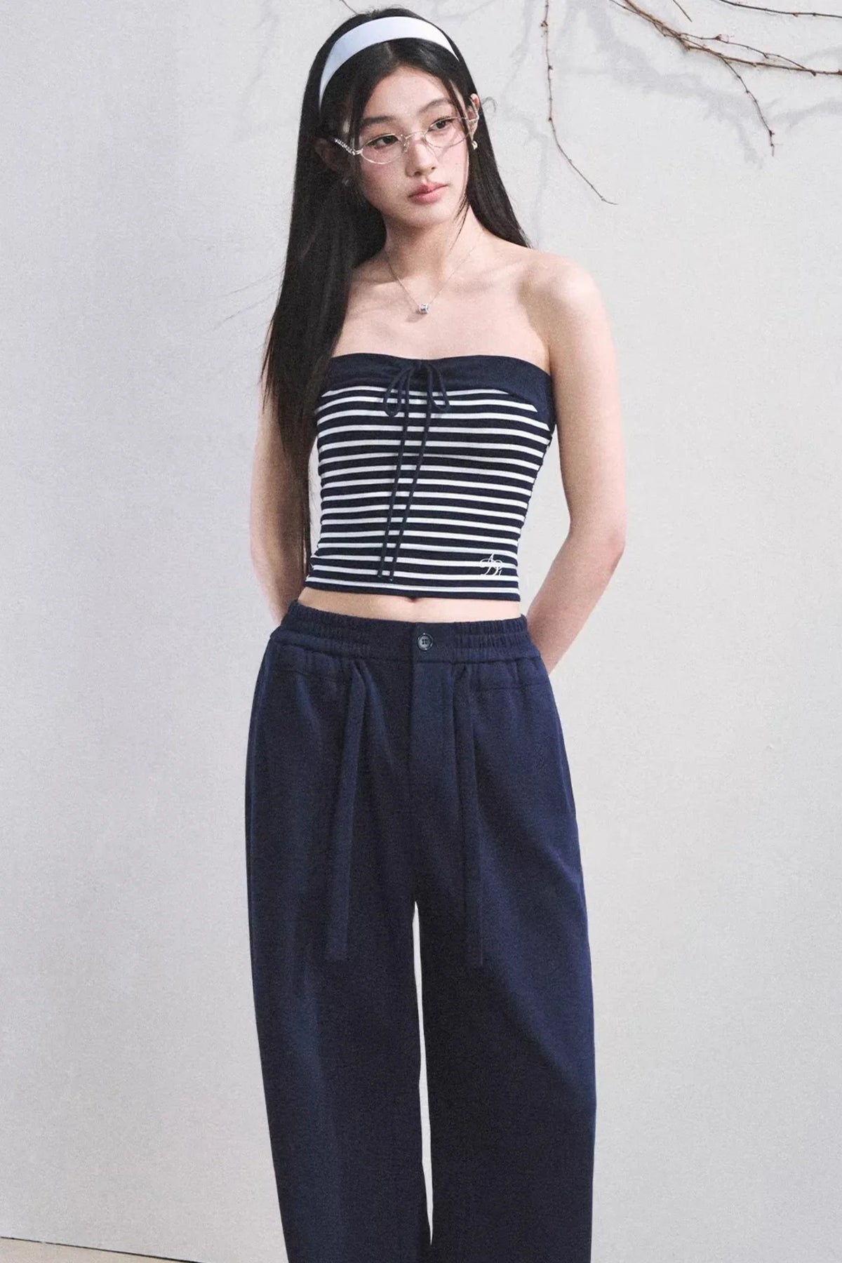 Color-Block Striped Tube Top Set-Up