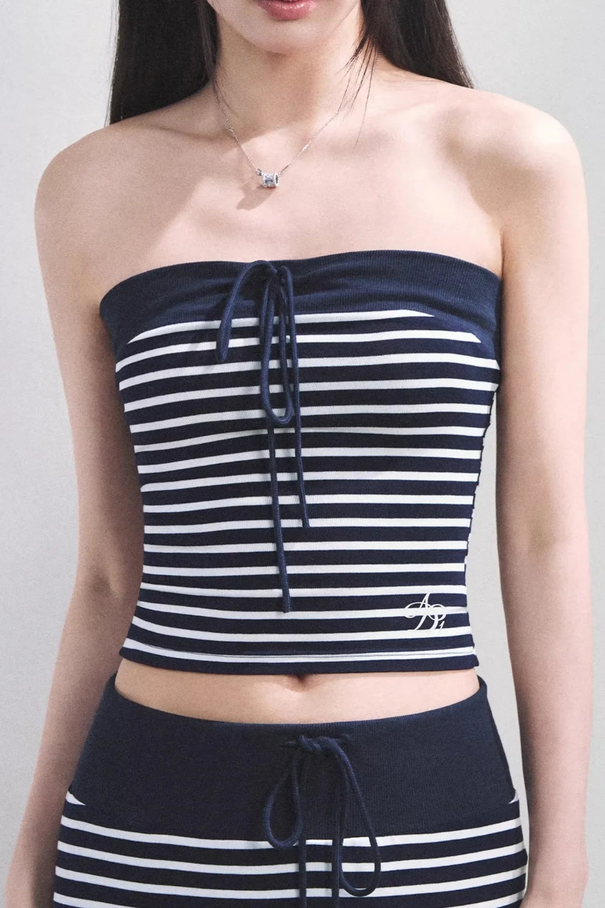 Color-Block Striped Tube Top Set-Up