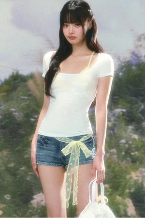 Color-Block T-Shirt and Camisole Set