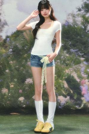 Color-Block T-Shirt and Camisole Set