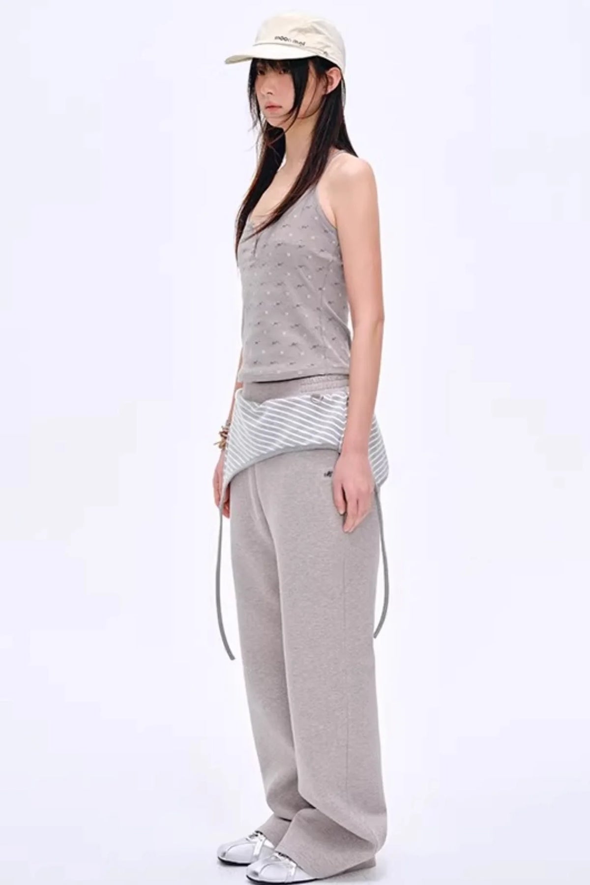 Color-Blocked Cotton Striped Pants