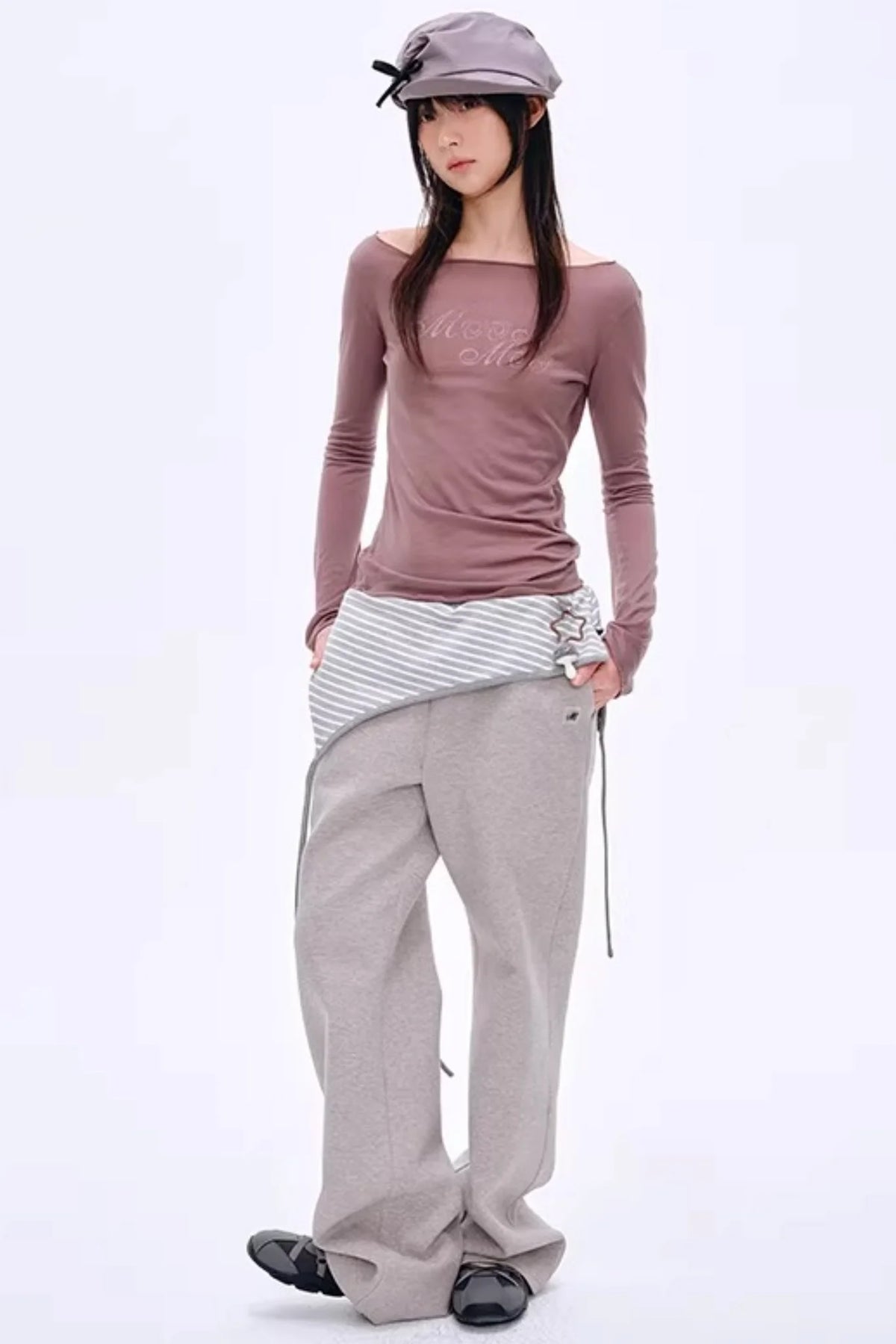 Color-Blocked Cotton Striped Pants