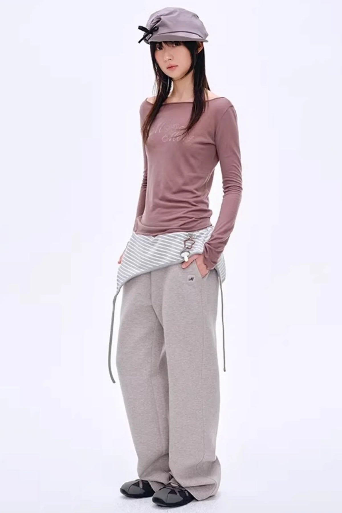 Color-Blocked Cotton Striped Pants