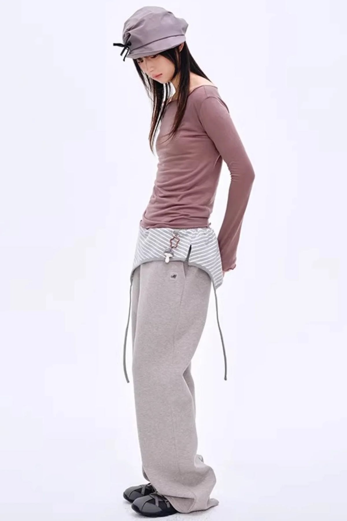 Color-Blocked Cotton Striped Pants