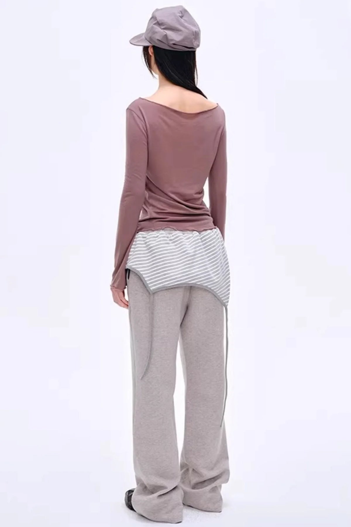 Color-Blocked Cotton Striped Pants