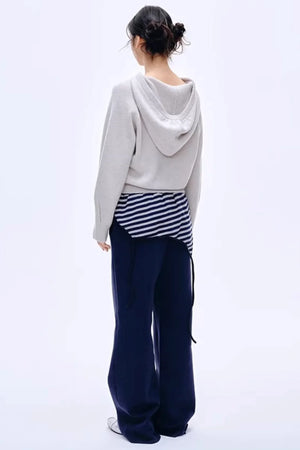 Color-Blocked Cotton Striped Pants